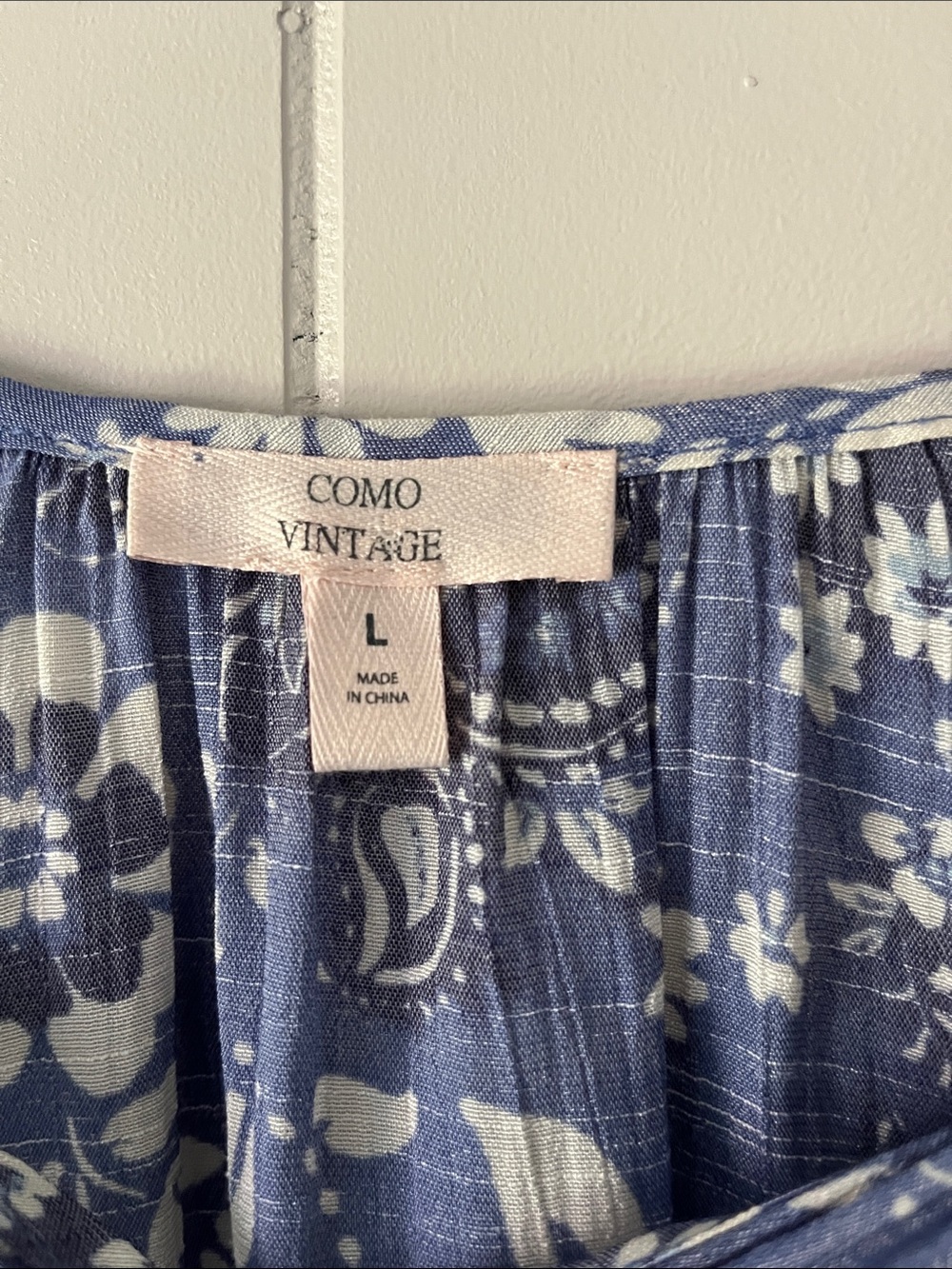 Floral Peasant Blouse - Blue/White - Picture 3 of 9